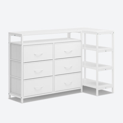 HAUOMS TV Stand White L Shaped Corner TV Stand for 60 Inch TV White