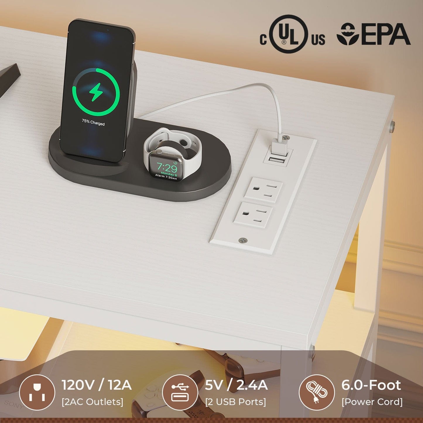 HAUOMS TV Stand White L Shaped Corner TV Stand for 60 Inch TV White