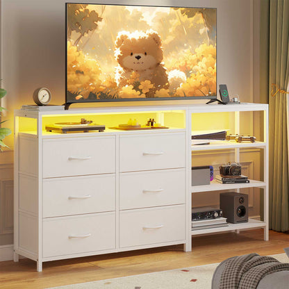 HAUOMS TV Stand White L Shaped Corner TV Stand for 60 Inch TV White