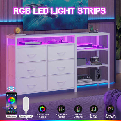 HAUOMS TV Stand White L Shaped Corner TV Stand for 60 Inch TV White