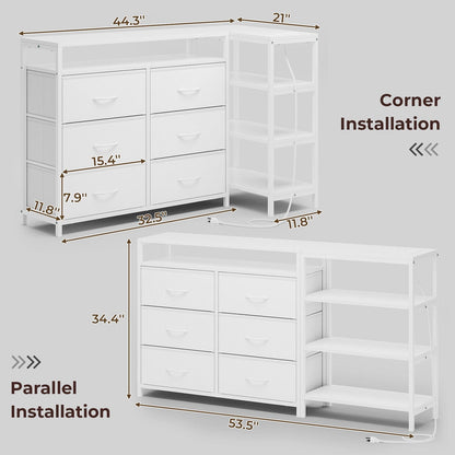 HAUOMS TV Stand White L Shaped Corner TV Stand for 60 Inch TV White