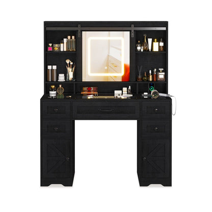 HAUOMS Vanity Black Farmhouse Vanity Desk Black