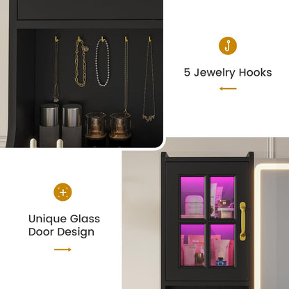 HAUOMS Vanity Black Makeup Vanity Table Black