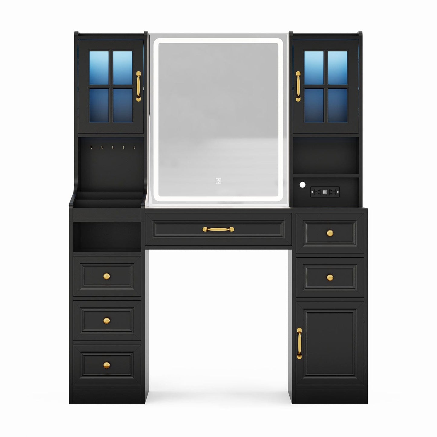 HAUOMS Vanity Black Makeup Vanity Table Black
