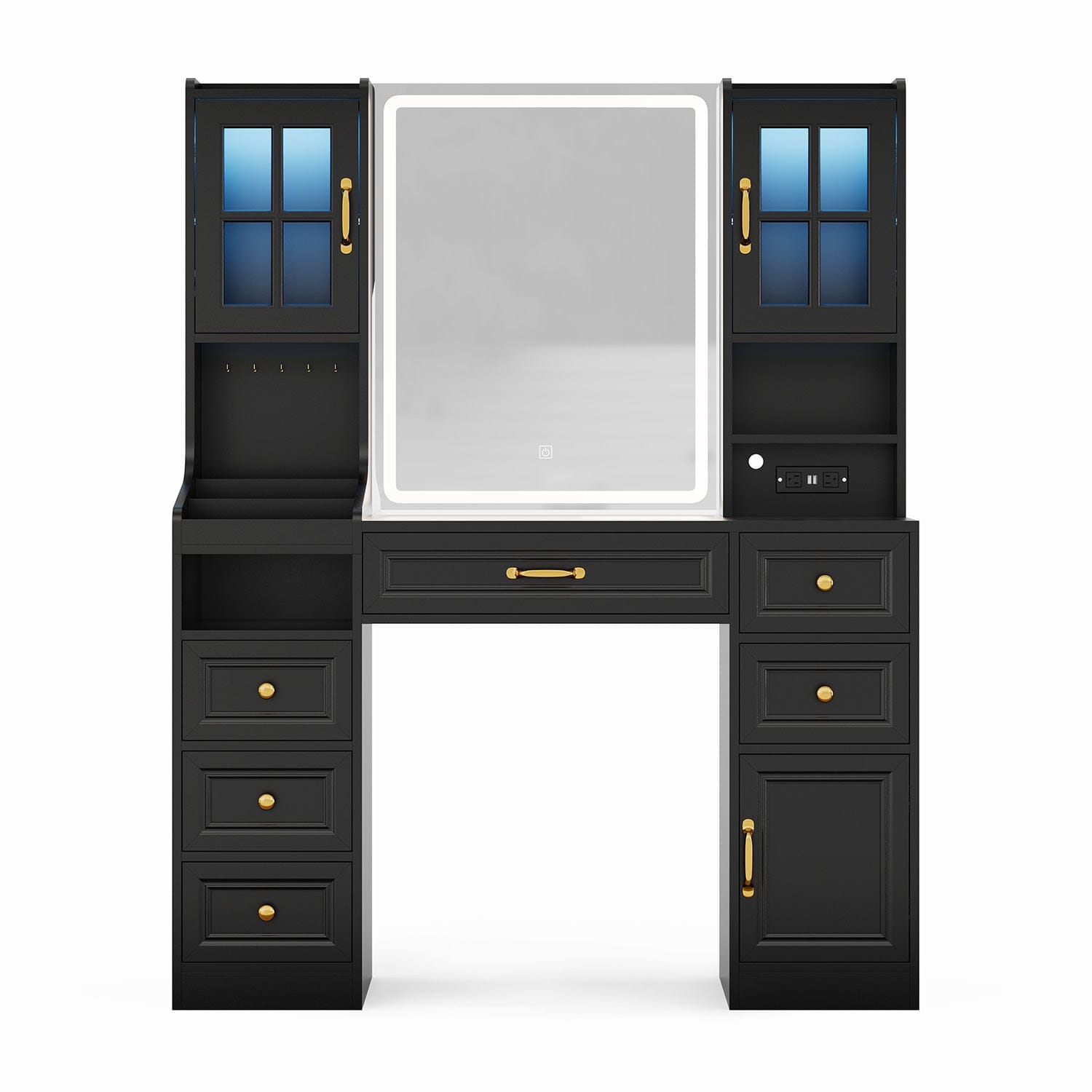HAUOMS Vanity Black Makeup Vanity Table Black