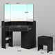 HAUOMS Vanity HAUOMS 42.5" Corner Vanity Desk with Mirror and Lights Makeup Vanities with Storage Bench and Rotating Shelves Power Outlet
