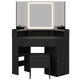 HAUOMS Vanity HAUOMS 42.5" Corner Vanity Desk with Mirror and Lights Makeup Vanities with Storage Bench and Rotating Shelves Power Outlet