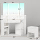 HAUOMS Vanity HAUOMS 42.5" Corner Vanity Desk with Mirror and Lights Makeup Vanities with Storage Bench and Rotating Shelves Power Outlet