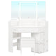 HAUOMS Vanity HAUOMS 42.5" Corner Vanity Desk with Mirror and Lights Makeup Vanities with Storage Bench and Rotating Shelves Power Outlet