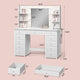 HAUOMS Vanity HAUOMS 43.3” Vanity with Lights and Mirror 11 Drawer and 6 Open Shelves Makeup Vanity with Power Strip for Bedroom