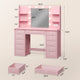 HAUOMS Vanity HAUOMS 43.3” Vanity with Lights and Mirror 11 Drawer and 6 Open Shelves Makeup Vanity with Power Strip for Bedroom