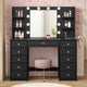 HAUOMS Vanity HAUOMS 43.3” Vanity with Lights and Mirror 11 Drawer and 6 Open Shelves Makeup Vanity with Power Strip for Bedroom