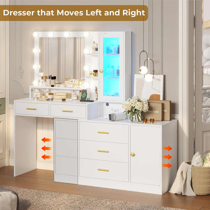 Hauoms Vanity White / Iron / Modern LED Makeup Vanity White
