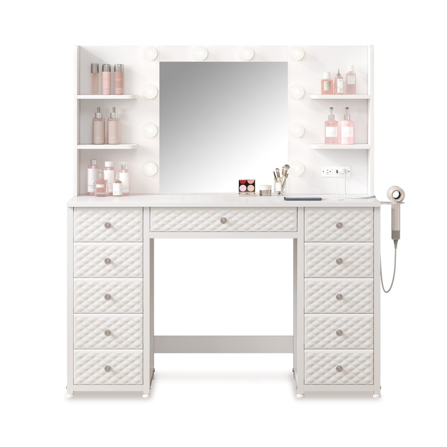 HAUOMS Vanity White LED Vanity with Lights and Mirror White