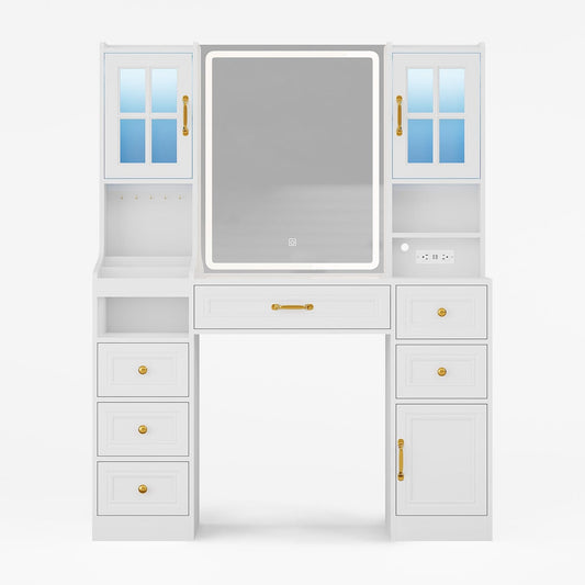 HAUOMS Vanity White Makeup Vanity Table White