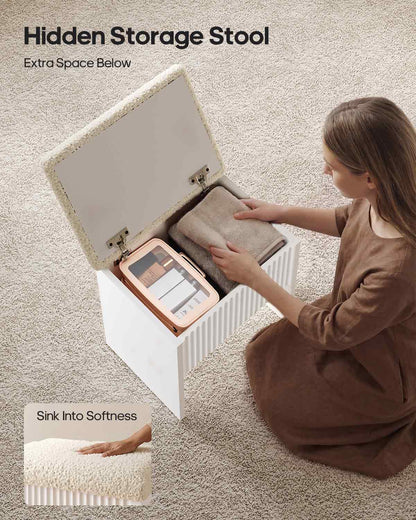 HAUOMS Vanity White Small Vanity Desk with Mirror and Lights White